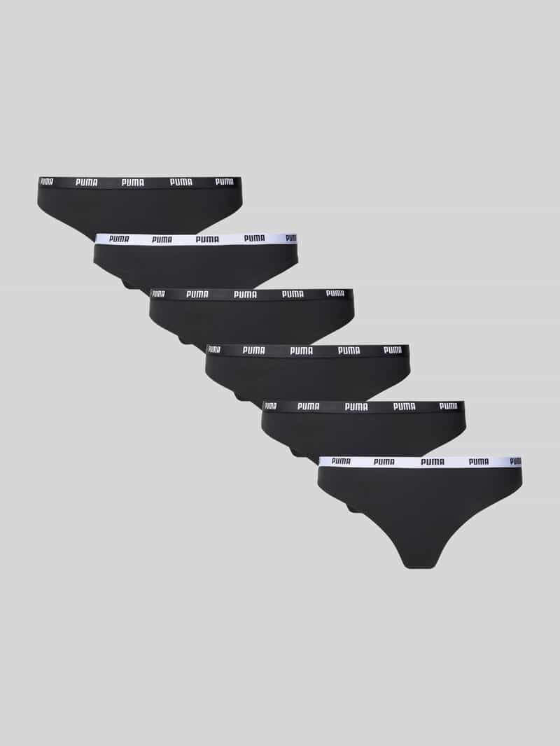 Stringi z elastycznym pasem z logo w zestawie 6 szt.