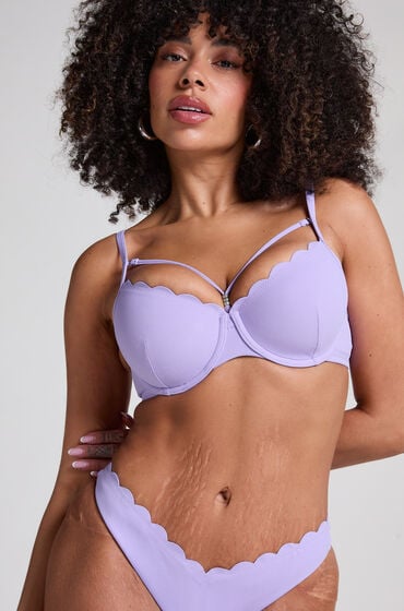 Hunkemöller Usztywniany top bikini z fiszbinami Scallop Fioletowy