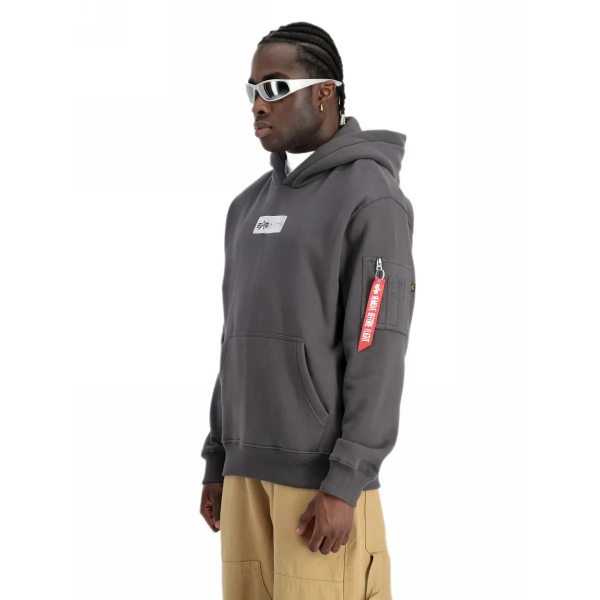 Bluza z kapturem Alpha Industries Metal Plate 148339 684 - Vintage Grey XL