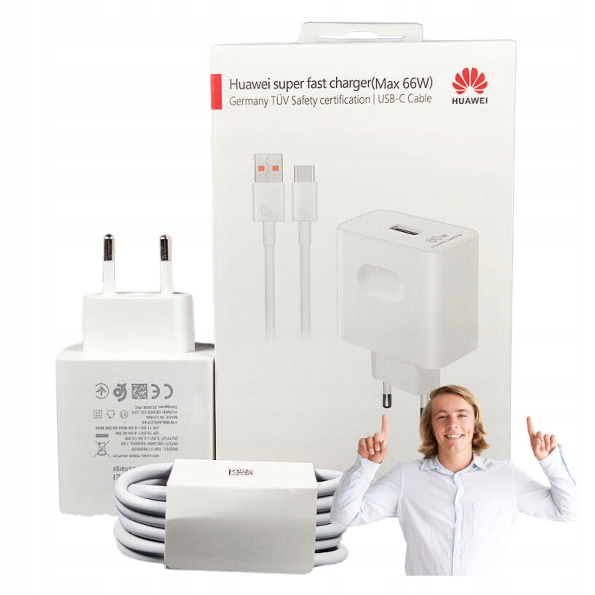 Oryginalna SZYBKA ładowarka Huawei SUPER CHARGE 66W + kabel USB-C HIT