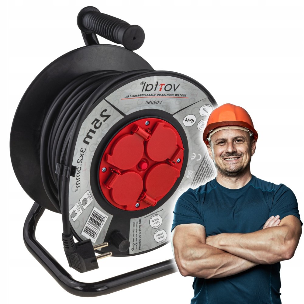 SOLIDNY Przedłużacz BĘBNOWY 25m 3x2,5 budowalny na bębnie GRUBY