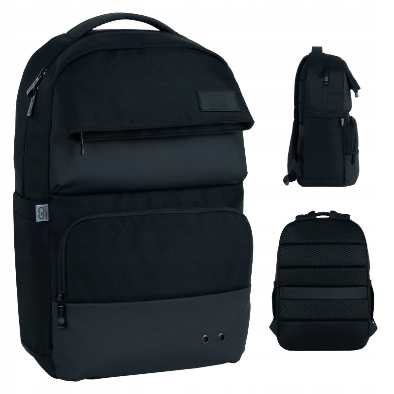 PLECAK MŁODZIEŻOWY SZKOLNY CZARNY NA LAPTOP DO PODROŻY GoPack