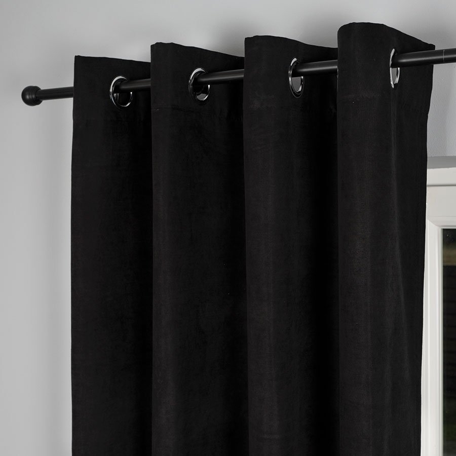 MILAS SOFT Zasłona gotowa na przelotkach, kolor czarny, rozmiar: 140x250 cm