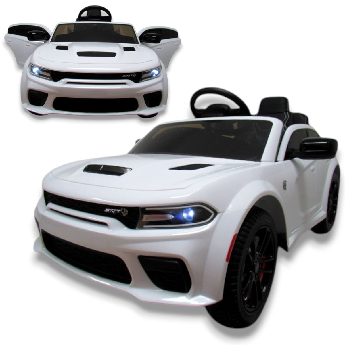 Samochód na akumulator dla dzieci DODGE SRT Auto elektryczne Pojazd dla dziecka Autko Pilot USB Eko-skóra Piankowe koła EVA 4 biegi Zabawka Prezent