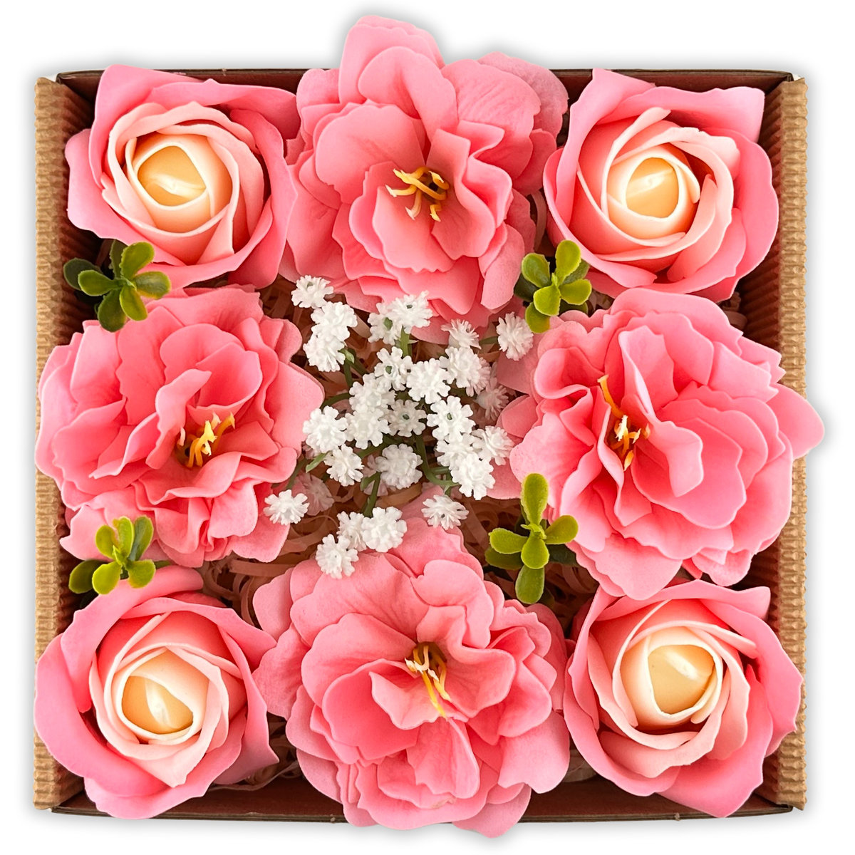 Flowerbox Mydlany na Urodziny Bukiet Kwiatow Pudełko Mydlane Roze