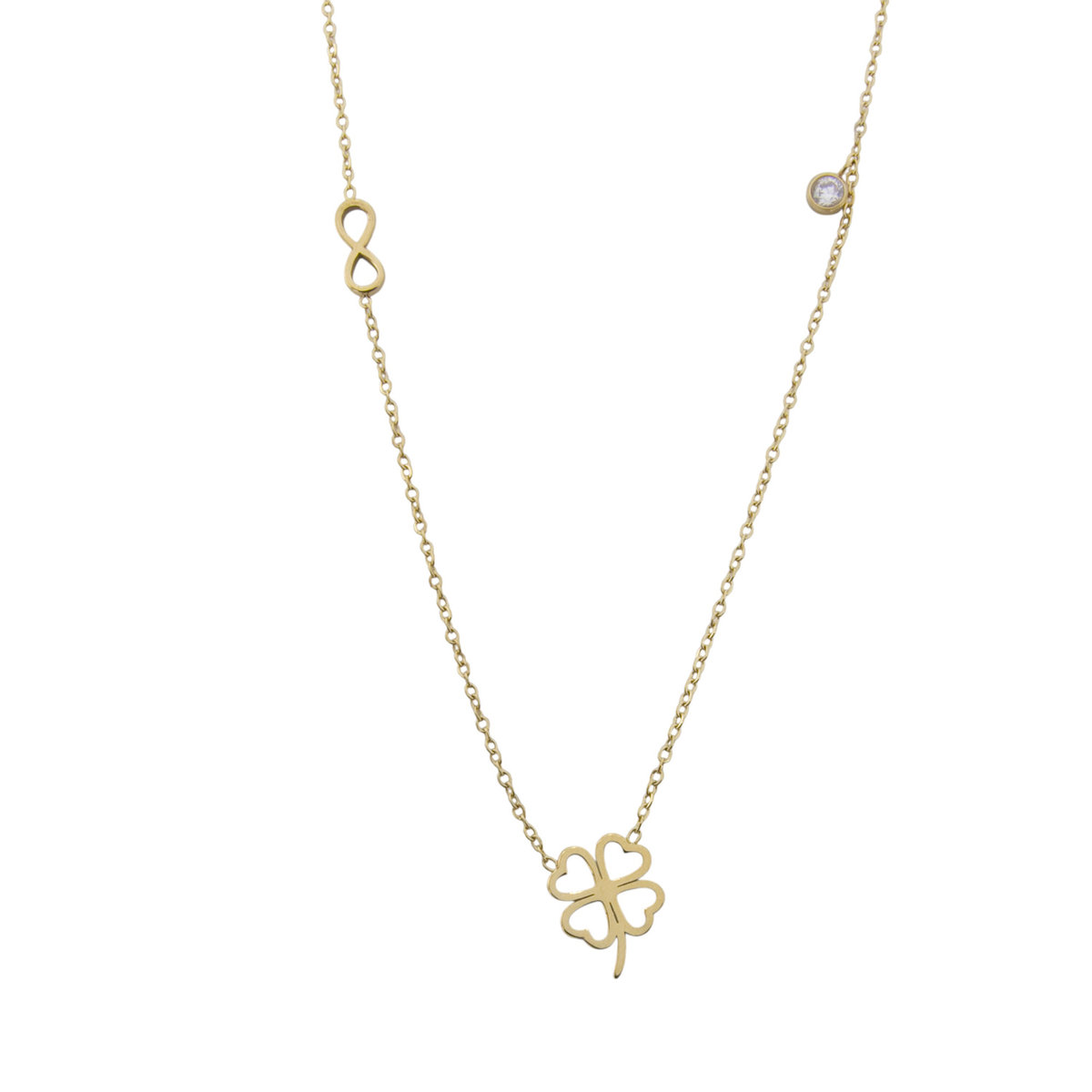 Naszyjnik ze stali szlachetnej celebrytka koniczynka