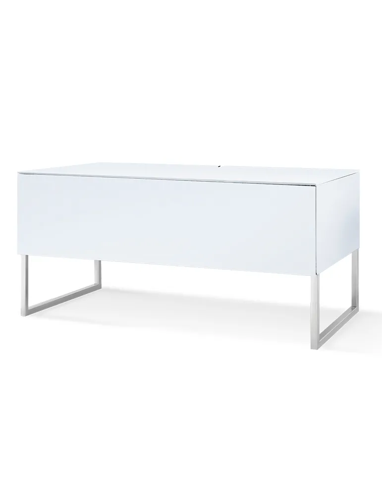 Norstone Khalm AV 100 cm – modułowy stolik AV/TV z drzwiami IR, Kolor: Biały