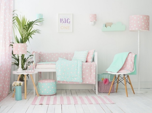 lampa podłogowa dla dzieci miętowa w gwiazdki mint stars