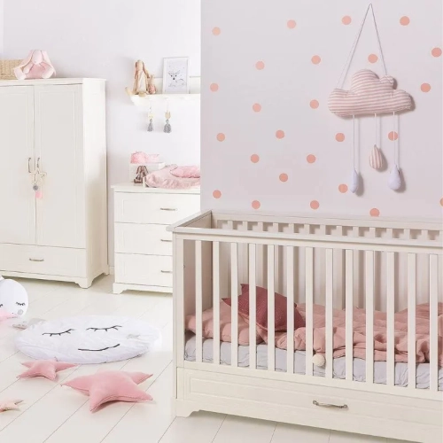 Łóżeczko dziecięce 140x70 z funkcją tapczanika białe melody
