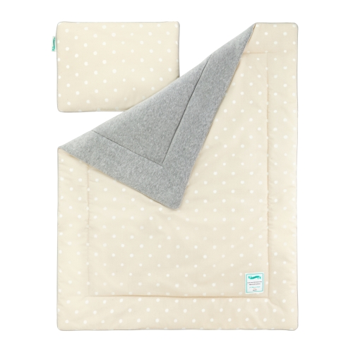 Kocyk dla niemowląt beżowy w kropki 80x100 cm Lovely Dots Beige