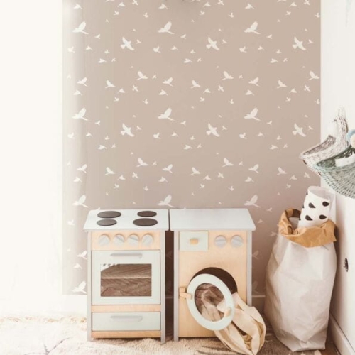 Tapeta Simple Birds Powder Pink