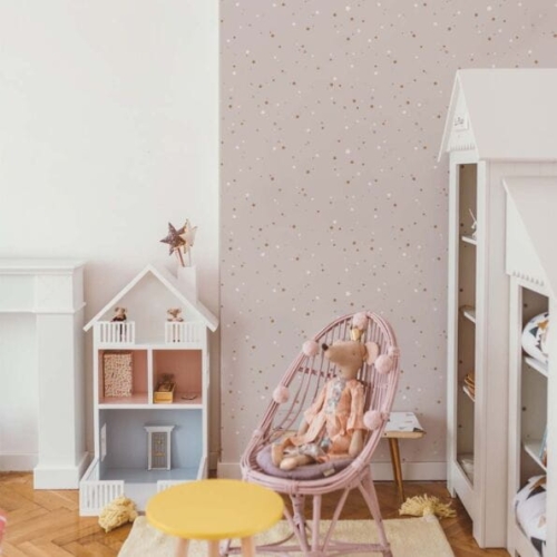 Tapeta Simple Stars Minimini Cinnamon Powder Pink