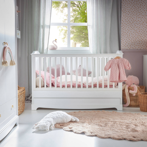 Łóżeczko dziecięce z szufladą 70x140 royal timeless white
