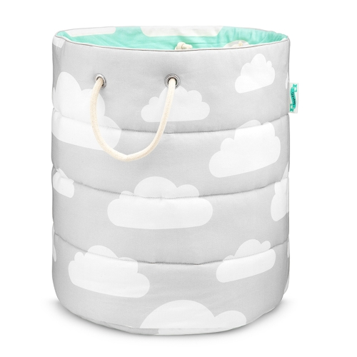 Kosz na zabawki chmurki mint & grey