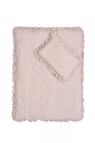 Pościel dziecięca lniana 100 x 135 dusty pink