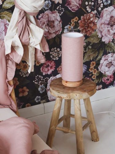 lampka nocna lniana różowa powder linen