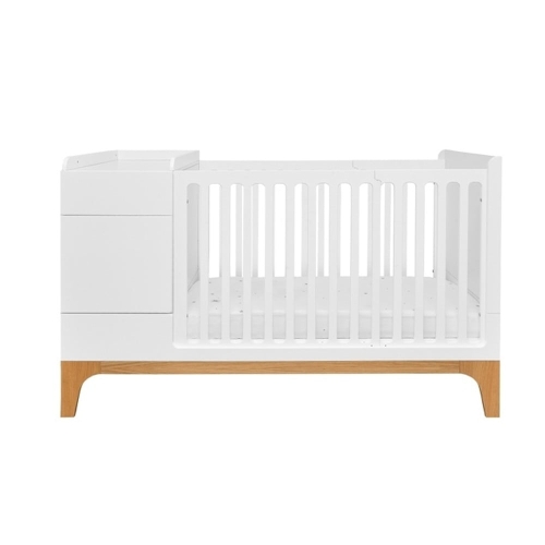 Łóżeczko dziecięce 70x120 rozkładane do 70x160 + biurko up! białe