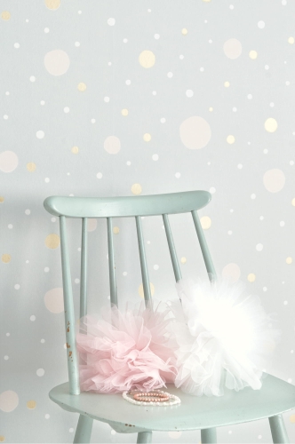 Tapeta dla dzieci Jasno Szara w Kropki