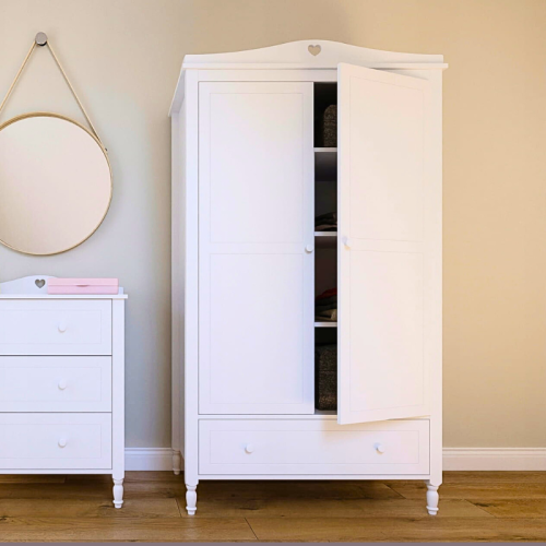 Szafa rustykalna biała z szufladą bella