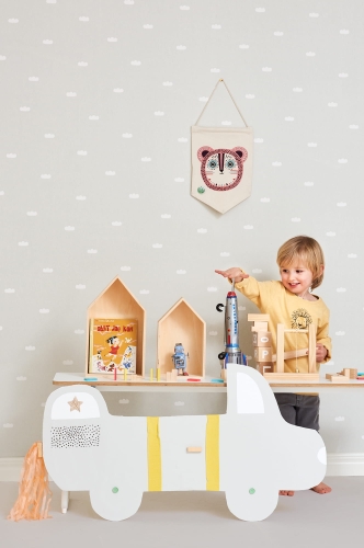 Tapeta dla dzieci Jasno Szara Chmurki