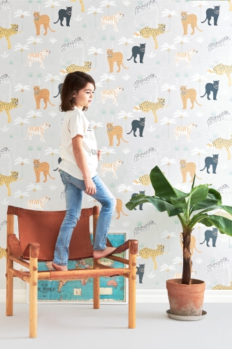 Tapeta dla dzieci Jasnoszara Pantera