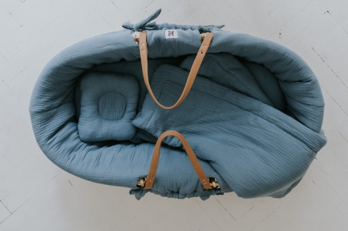 Zestaw tekstyliów do kosza mojżesza fine blue