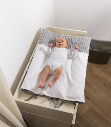 Mata do przewijania ze zdejmowanym pokrowcem szara sweterkowa