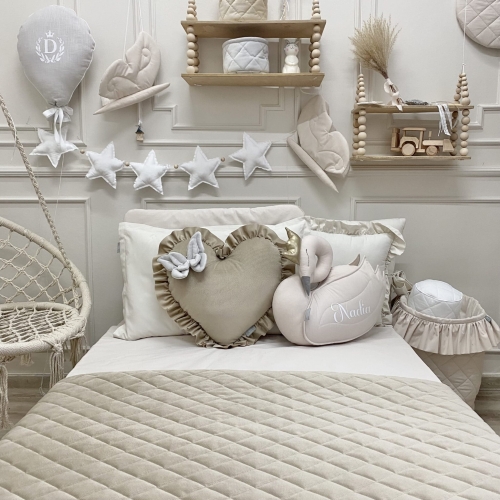 AKSAMITNA PIKOWANA NARZUTA 130x220cm VELVET BEŻOWA