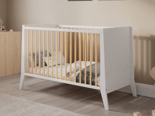 Łóżeczko dziecięce Cosmo biało-sosna 120x60