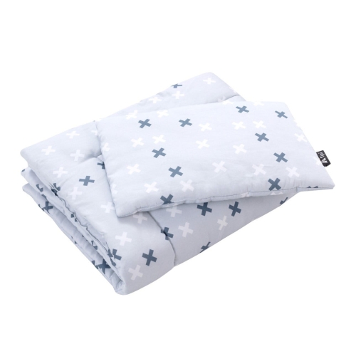 top Pościel bawełniana z wypełnieniem 100x135 Szara w krzyżyki