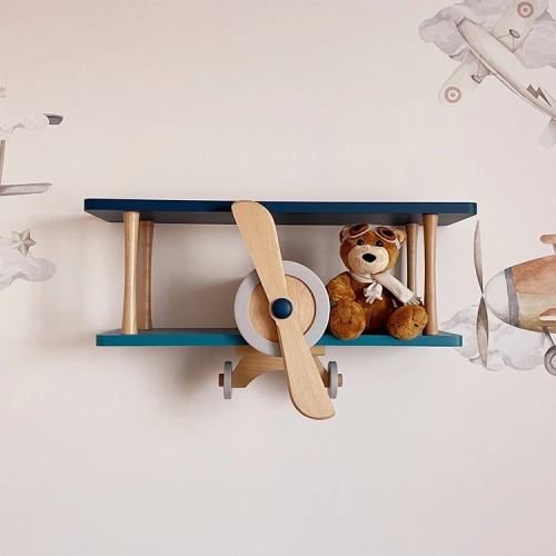 Półka dziecięca w kształcie samolotu - Granatowy Lot