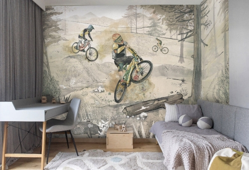Bike Road Tapeta dla Chłopaka z Rowerami Górskimi