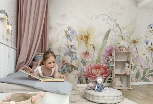 Bloom Rainbow Tapeta Ogród Wielkich Kwiatów Do Pokoju dziecięcego