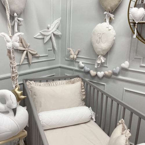 Pościel z wypełnieniem - różne rozmiary - beżowa z falbanką