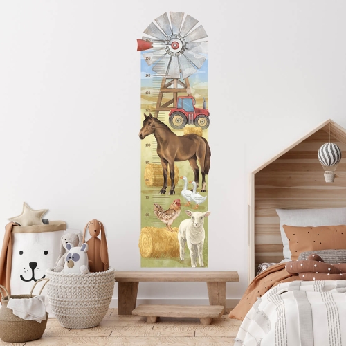 Naklejka ścienna zwierzęta na wsi - miarka wzrostu