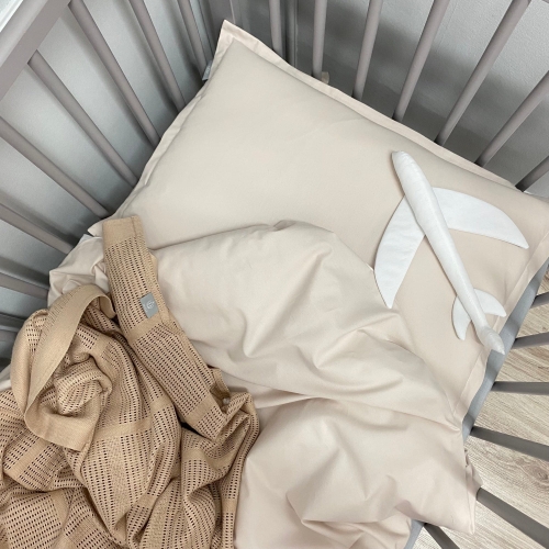 Pościel beżowa dla dzieci i młodzieży z rantem 100% bawełna