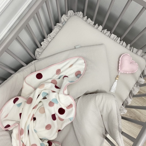 Pościel z falbanką jasnoszara plumeti dla dzieci i nastolatków różne rozmiary