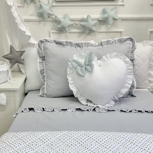 Pościel szara porcelana z koronką dla dzieci i nastolatków różne rozmiary