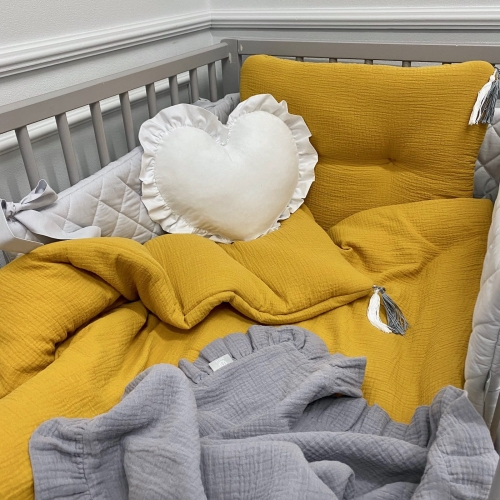 Pościel musztardowa muślinowa dla dzieci i nastolatków różne rozmiary