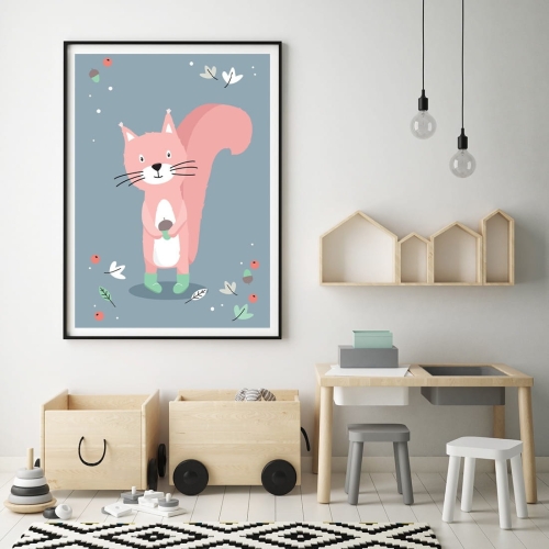 Plakat dla dzieci wiewiórka psotka