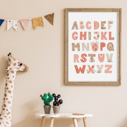 Plakat dla dzieci alfabet boho I