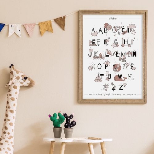 Plakat dla dzieci alfabet boho IV