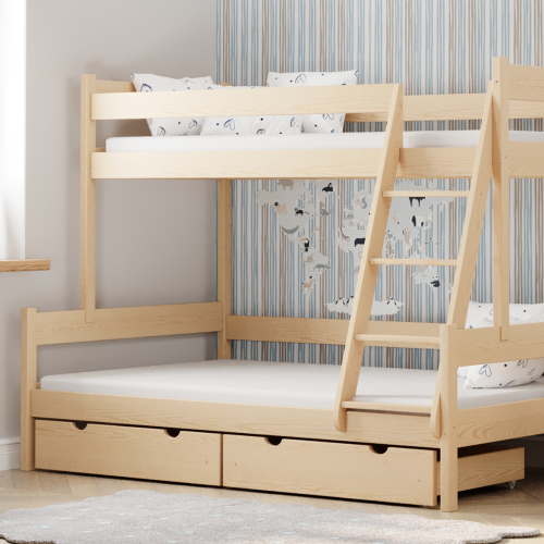 Łóżko piętrowe z szerokim dołem Big Loft 90x120 cm