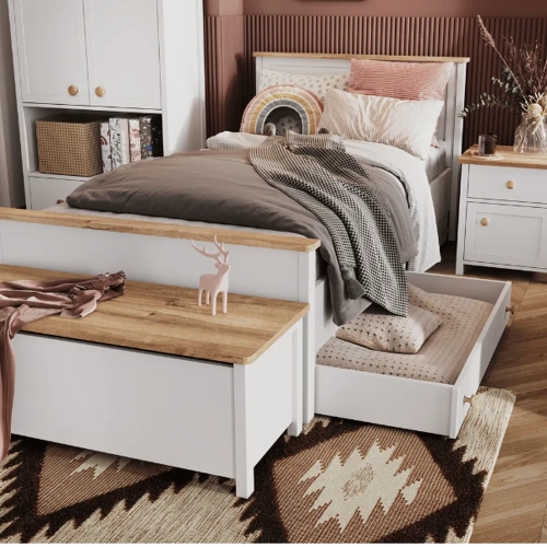 Łóżko białe 90x200 cm Story z materacem