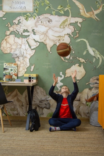 Mural-Tapeta Mapa Świata Dinozaury zielona