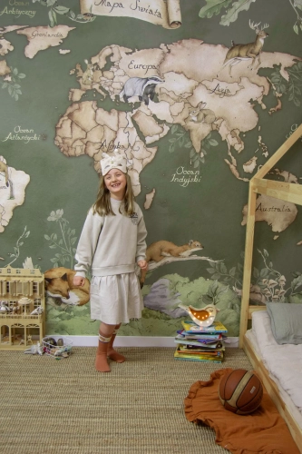 Mural-Tapeta Mapa Świata Leśna zielona