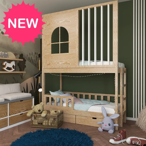 Łóżko piętrowe z lamelami Castle - drabinka