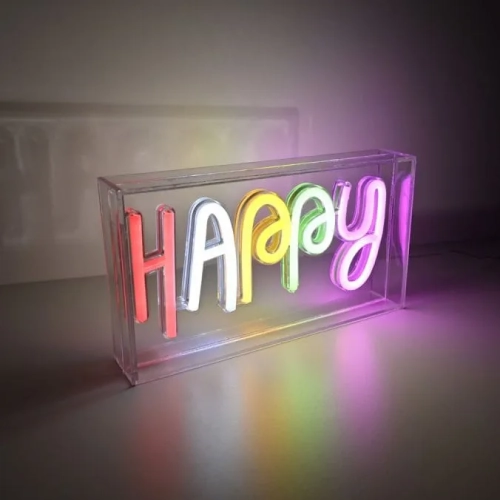 Lampa stojąca neon Happy
