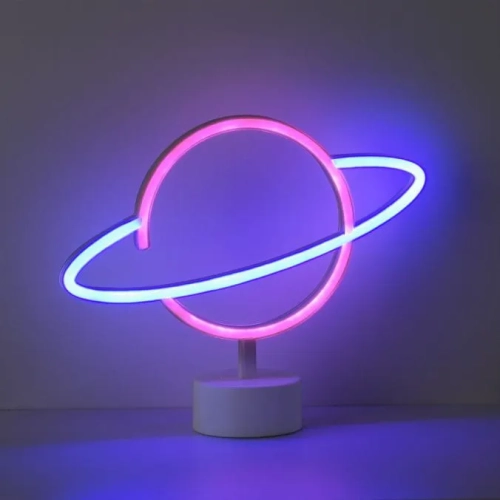 Lampa stojąca neon Planeta Saturn