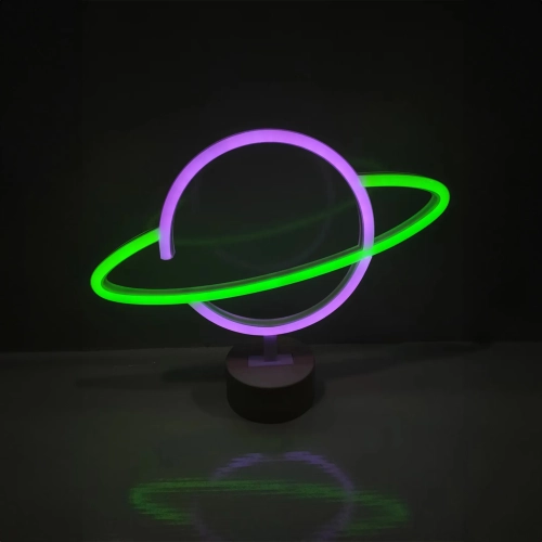 Lampka stołowa neon Planeta Green